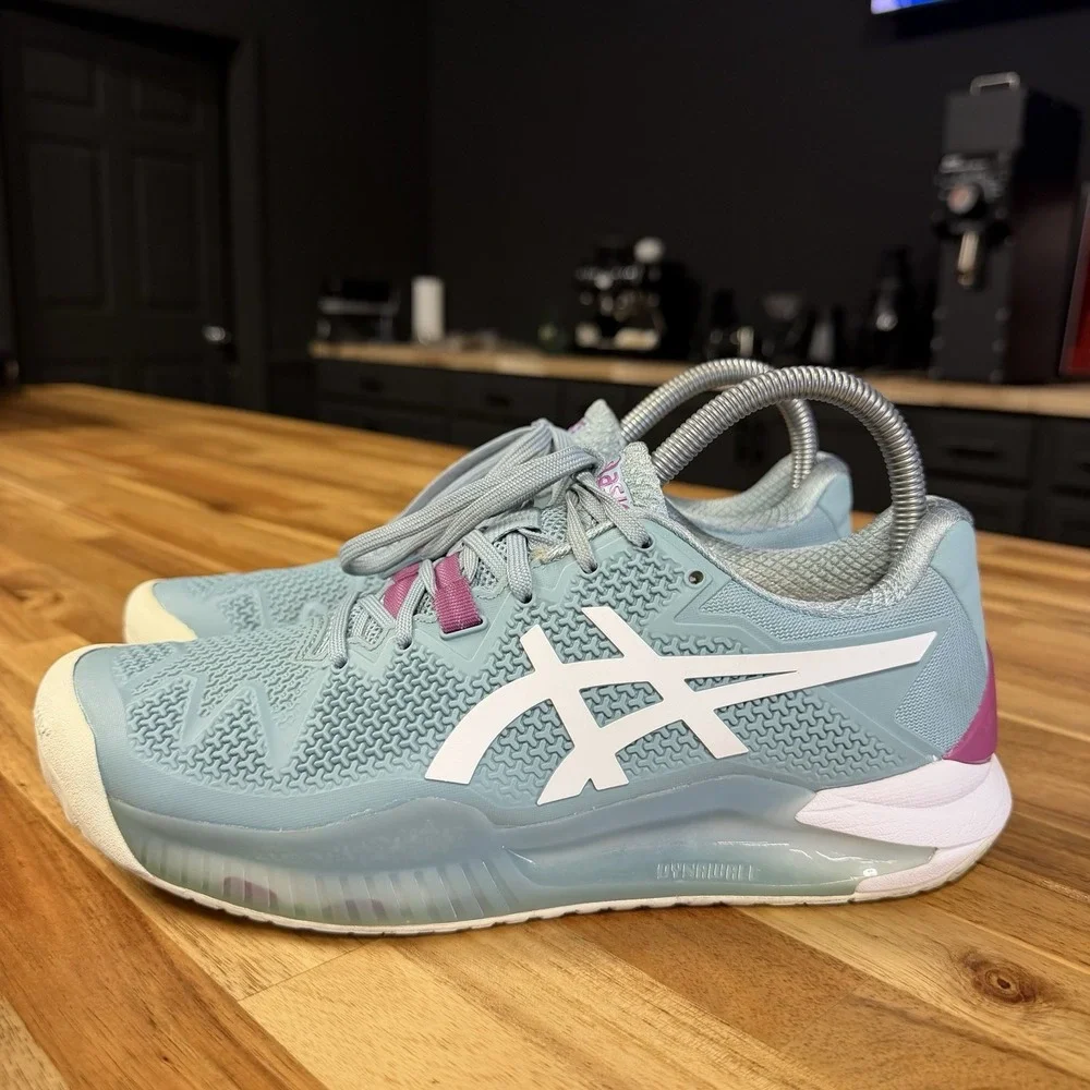 Asics Gel-Resolution 8 Womens Size 7.5 WIDE Teal Tennis Court Pickleball Shoes